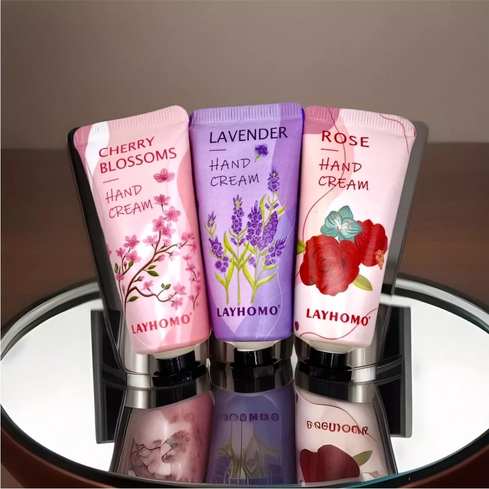 Layhomo Mini Hand Cream- Set Of 3-Cherry Blossom, Lavender, Rose (0.12 fl oz Ea)